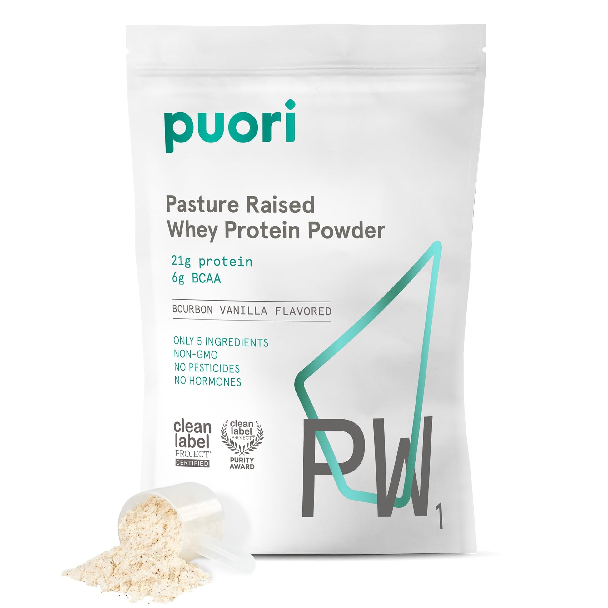 Puori Whey Protein Powder, Bourbon Vanilla - PW1 Pasture-Raised, Grass-Fed Whey Protein Powder Drink Mix containing BCAA Amino Acids - Post-Workout Supplement - Maple Wellness Supplements