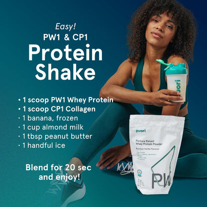 Puori Whey Protein Powder, Dark Chocolate - PW1 Pasture-Raised, Grass-Fed Whey Protein Powder Drink Mix containing BCAA Amino Acids - Post-Workout Supplement for Muscle Gain & Recovery - 30 Servings - Maple Wellness Supplements