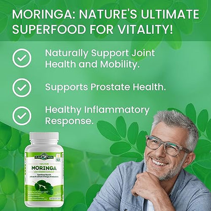 PURA VIDA Moringa Capsules Single Origin Moringa Powder Organic. Moringa Leaf - Maple Wellness Supplements