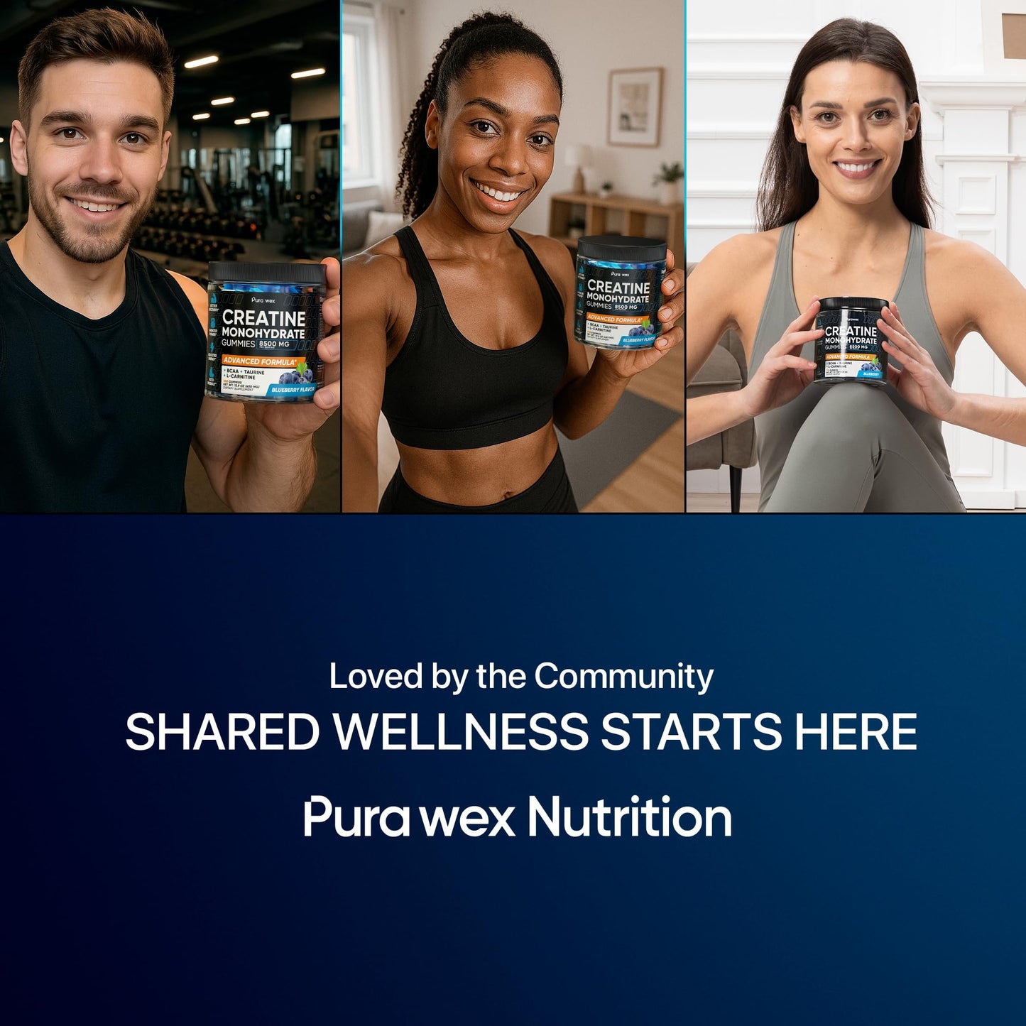 PURA WEX NUTRITION Creatine Monohydrate Gummies 8500mg Complex for Men & Women - Pre Workout Creatine Chews for Muscle Growth, Strength & Energy, - Maple Wellness Supplements