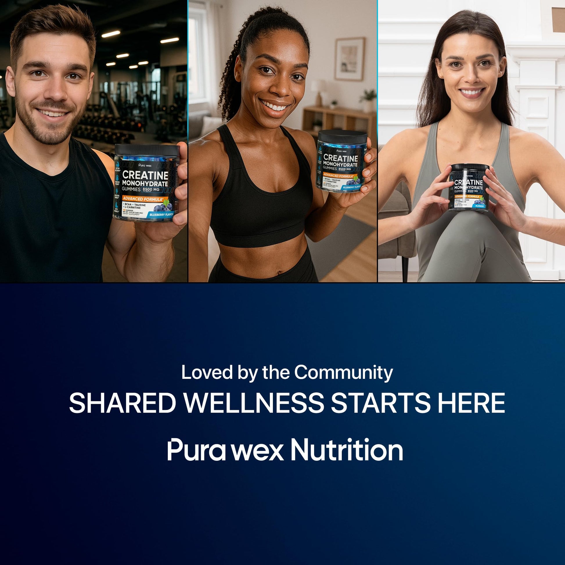 PURA WEX NUTRITION Creatine Monohydrate Gummies 8500mg Complex for Men & Women - Pre Workout Creatine Chews for Muscle Growth, Strength & Energy, - Maple Wellness Supplements