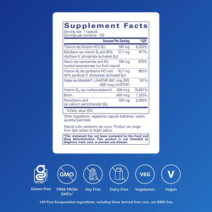 Pure Encapsulations B-Complex Plus - B Vitamins Supplement to Support Neurological Health, Cardiovascular Health, Energy Levels & Nervous System Support - Maple Wellness Supplements
