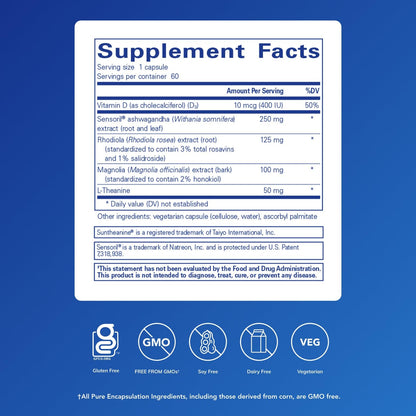Pure Encapsulations Cortisol Calm - Supports Cortisol Health & Relaxation - Contains Ashwagandha & L-Theanine - Restful Sleep - 60 Capsules - Maple Wellness Supplements