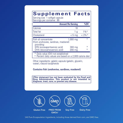 Pure Encapsulations EPA/DHA Essentials - Fish Oil Concentrate Supplement to Support Cardiovascular Health - Premium EPA & DHA Supplement - Maple Wellness Supplements