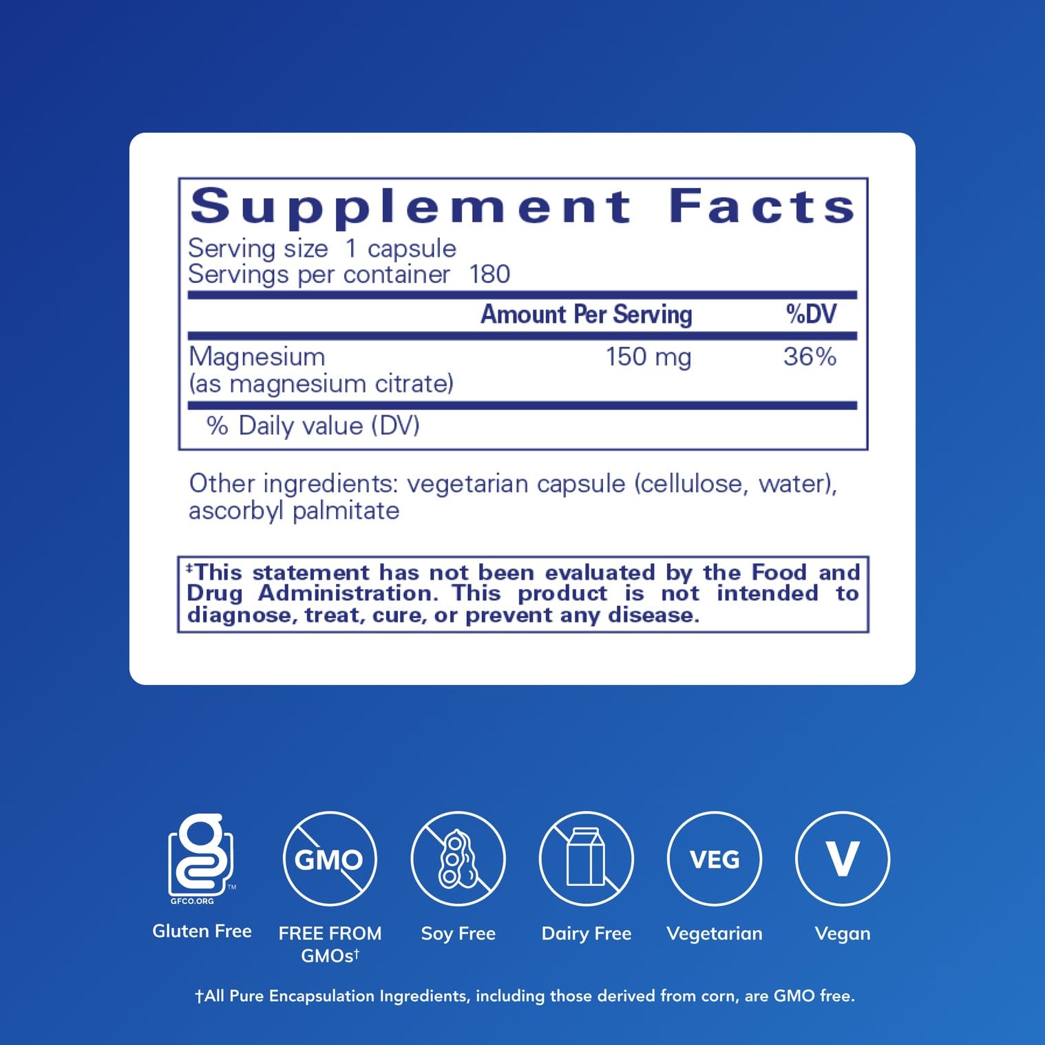 Pure Encapsulations Magnesium (Citrate) - Supplement for Sleep, Heart Health, Cognitive Health, Bone Health, Energy, Muscles, and Metabolism* - with Premium Magnesium - 180 Capsules - Maple Wellness Supplements