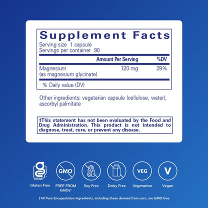 Pure Encapsulations Magnesium (Glycinate) - Supplement to Support Stress Relief, Sleep, Heart Health, Nerves, Muscles, and Metabolism - Maple Wellness Supplements