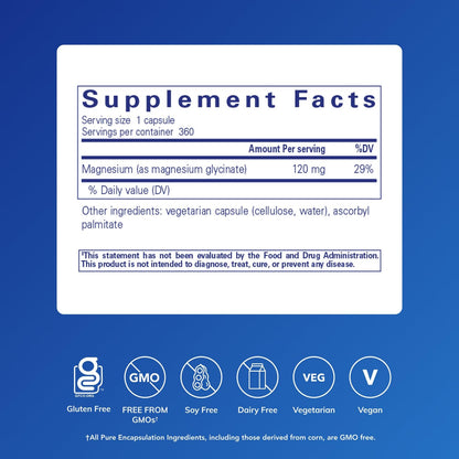 Pure Encapsulations Magnesium (Glycinate) - Supplement to Support Stress Relief, Sleep, Heart Health, Nerves, Muscles, and Metabolism - Maple Wellness Supplements
