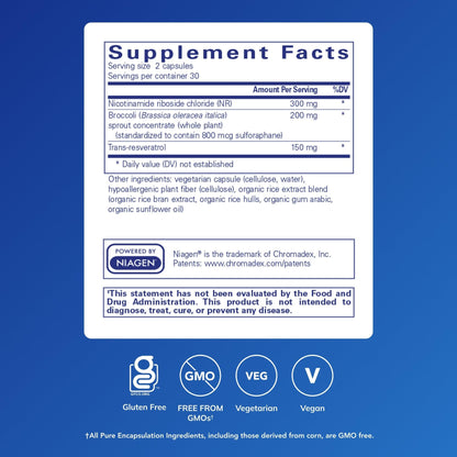 Pure Encapsulations NR Longevity NAD Supplement – Supports Healthy Aging, NAD+ Replenishment, Mitochondrial Function, with NIAGEN – Gluten Free, Non-GMO, Hypoallergenic – 60 Capsules - Maple Wellness Supplements