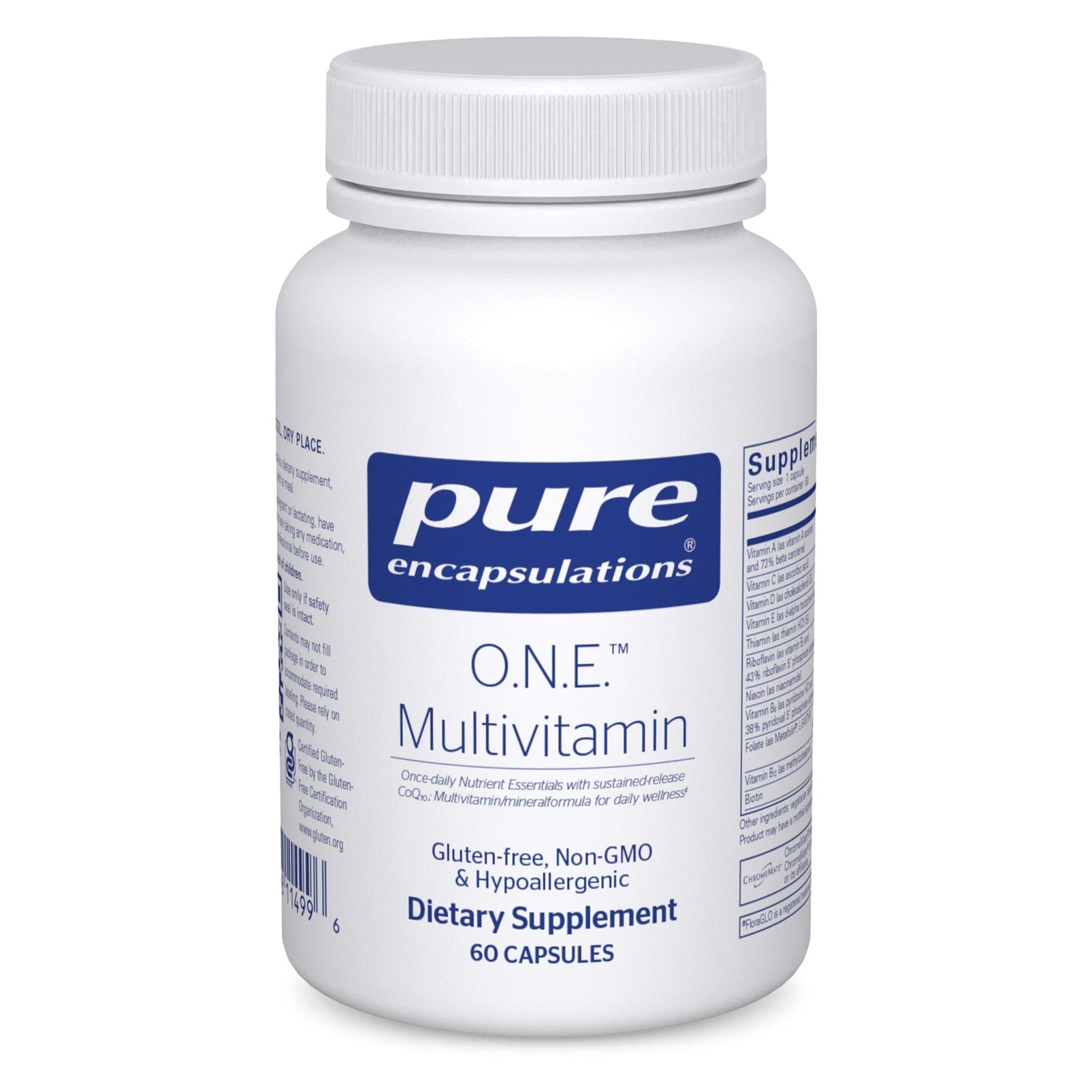 Pure Encapsulations O.N.E. Multivitamin - Once Daily Multivitamin with Antioxidant Complex Metafolin, CoQ10, and Lutein to Support Vision, Cognitive Function, and Cellular Health* - 60 Capsules - Maple Wellness Supplements