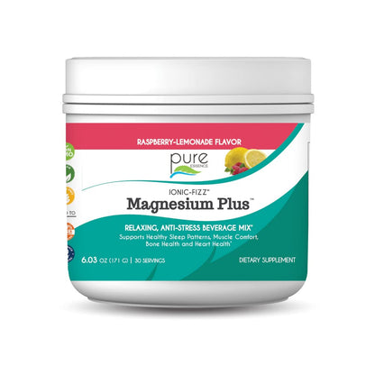 Pure Essence Labs Ionic Fizz Magnesium Plus, Anti-Stress Supplement Drink Powder, Gluten Free and Non-GMO Magnesium Powder - Maple Wellness Supplements