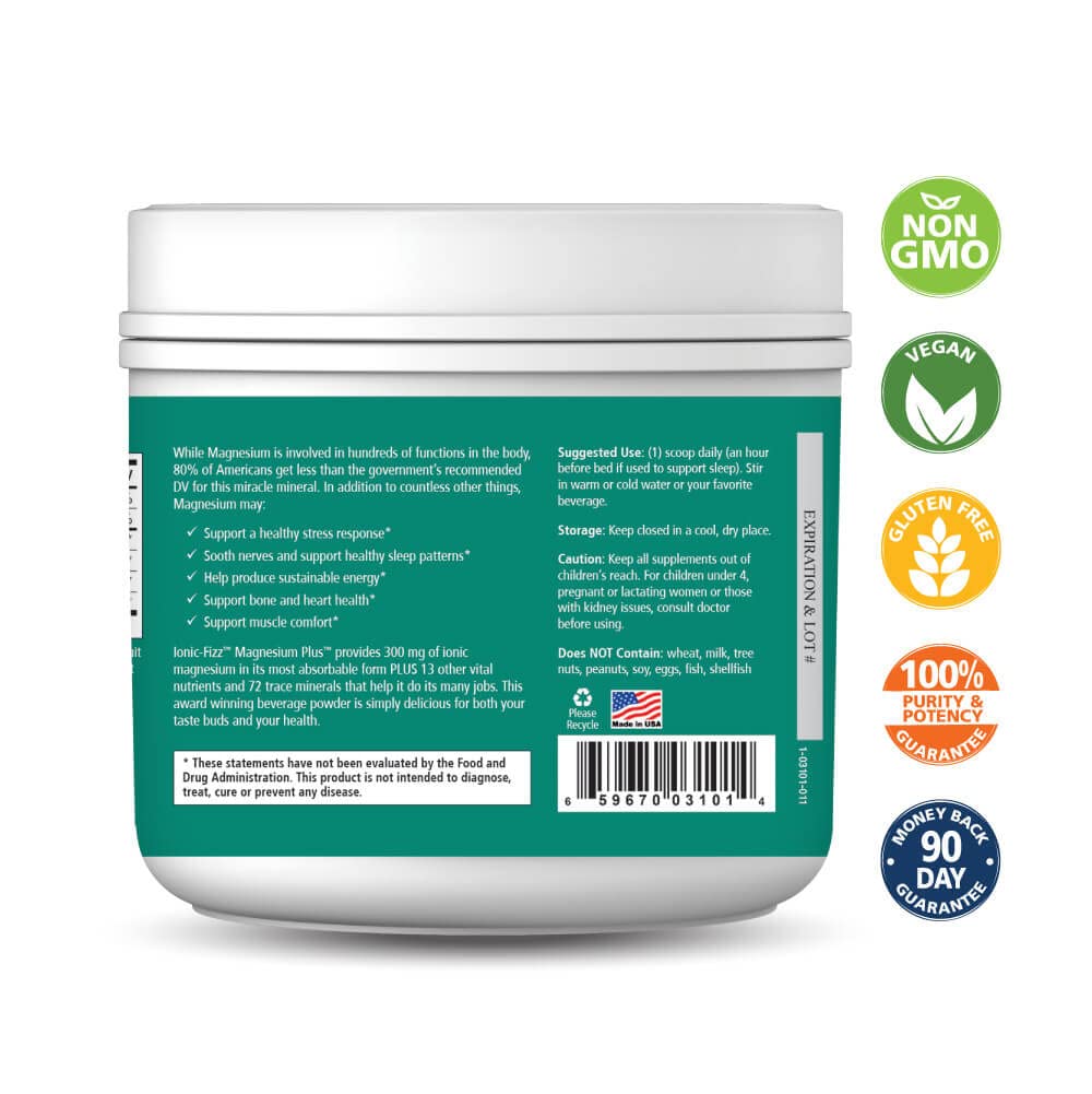 Pure Essence Labs Ionic Fizz Magnesium Plus, Anti-Stress Supplement Drink Powder, Gluten Free and Non-GMO Magnesium Powder - Maple Wellness Supplements