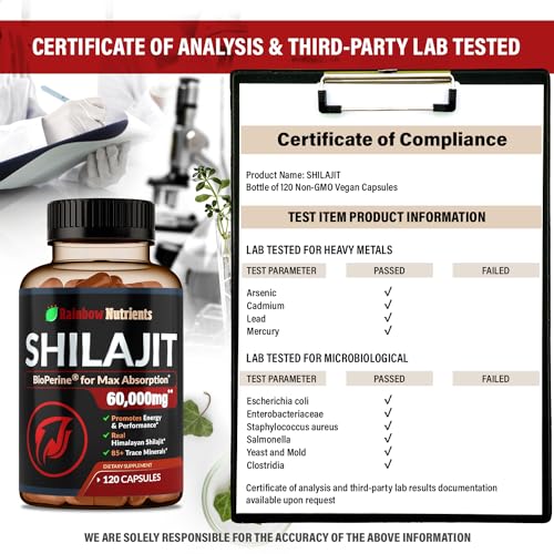 Pure Himalayan Shilajit Capsules Supplement (60,000mg+ Absorption Enhancer+50% - Maple Wellness Supplements