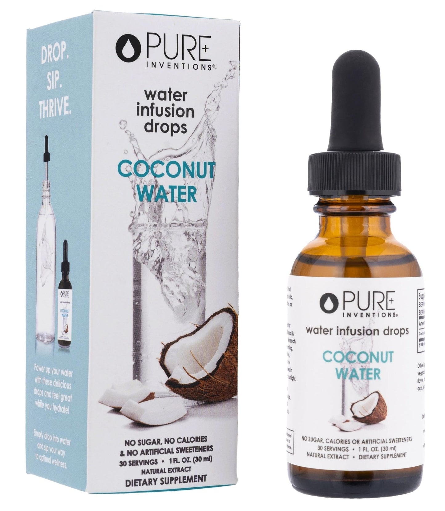 Pure Inventions - Coconut Water Infusion Drops – Electrolytes - Sugar-Free Hydration, Zero Calories, No Artificial Sweeteners, Clean Ingredients, 30 Servings - Maple Wellness Supplements