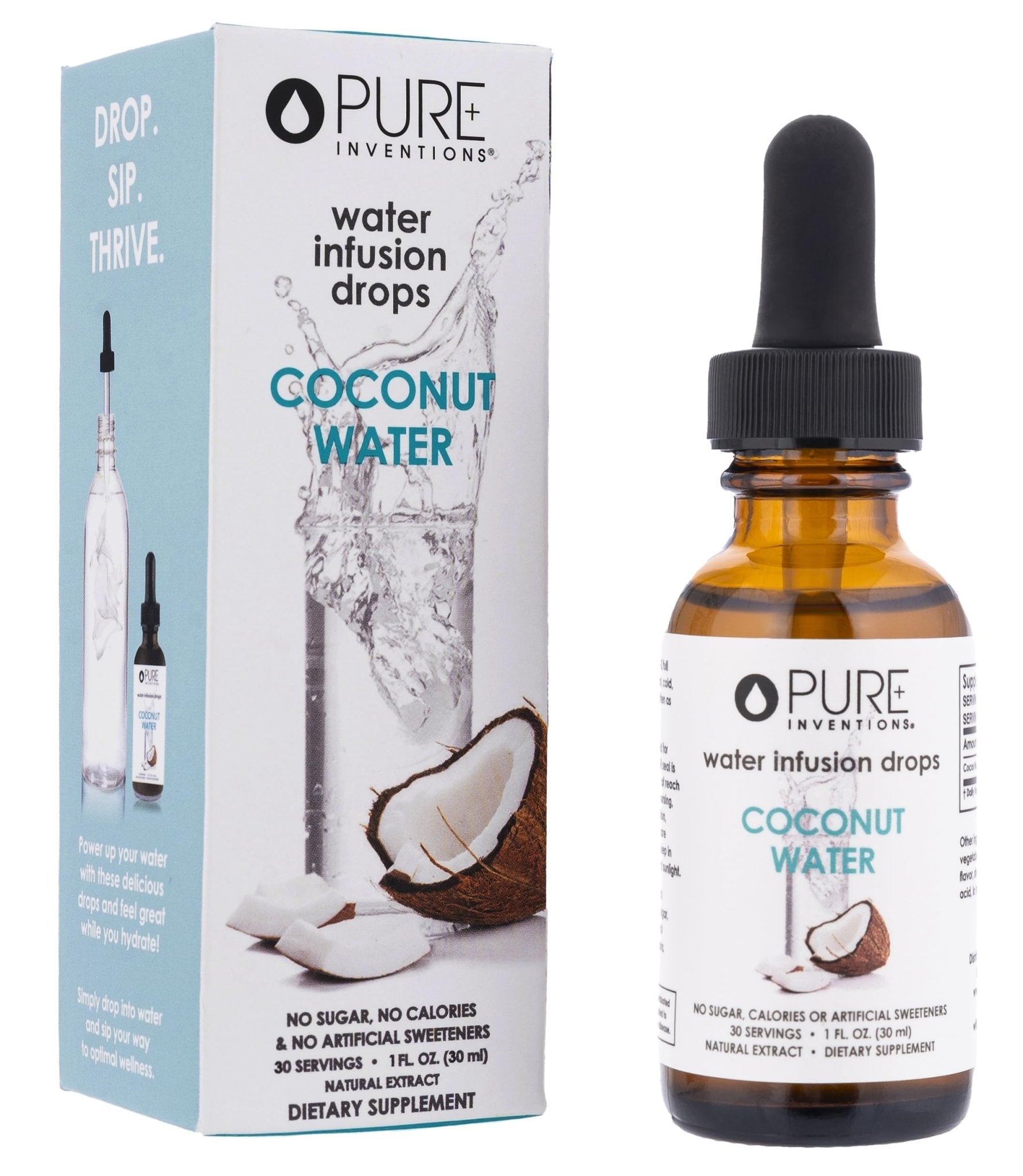 Pure Inventions - Coconut Water Infusion Drops – Electrolytes - Sugar-Free Hydration, Zero Calories, No Artificial Sweeteners, Clean Ingredients, 30 Servings - Maple Wellness Supplements