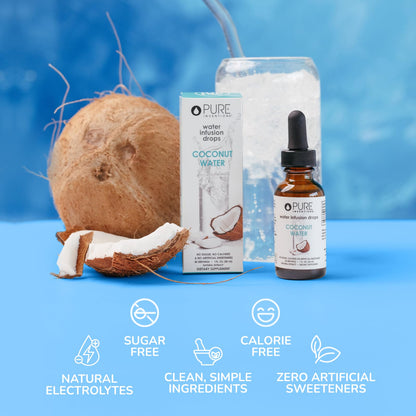 Pure Inventions - Coconut Water Infusion Drops – Electrolytes - Sugar-Free Hydration, Zero Calories, No Artificial Sweeteners, Clean Ingredients, 30 Servings - Maple Wellness Supplements