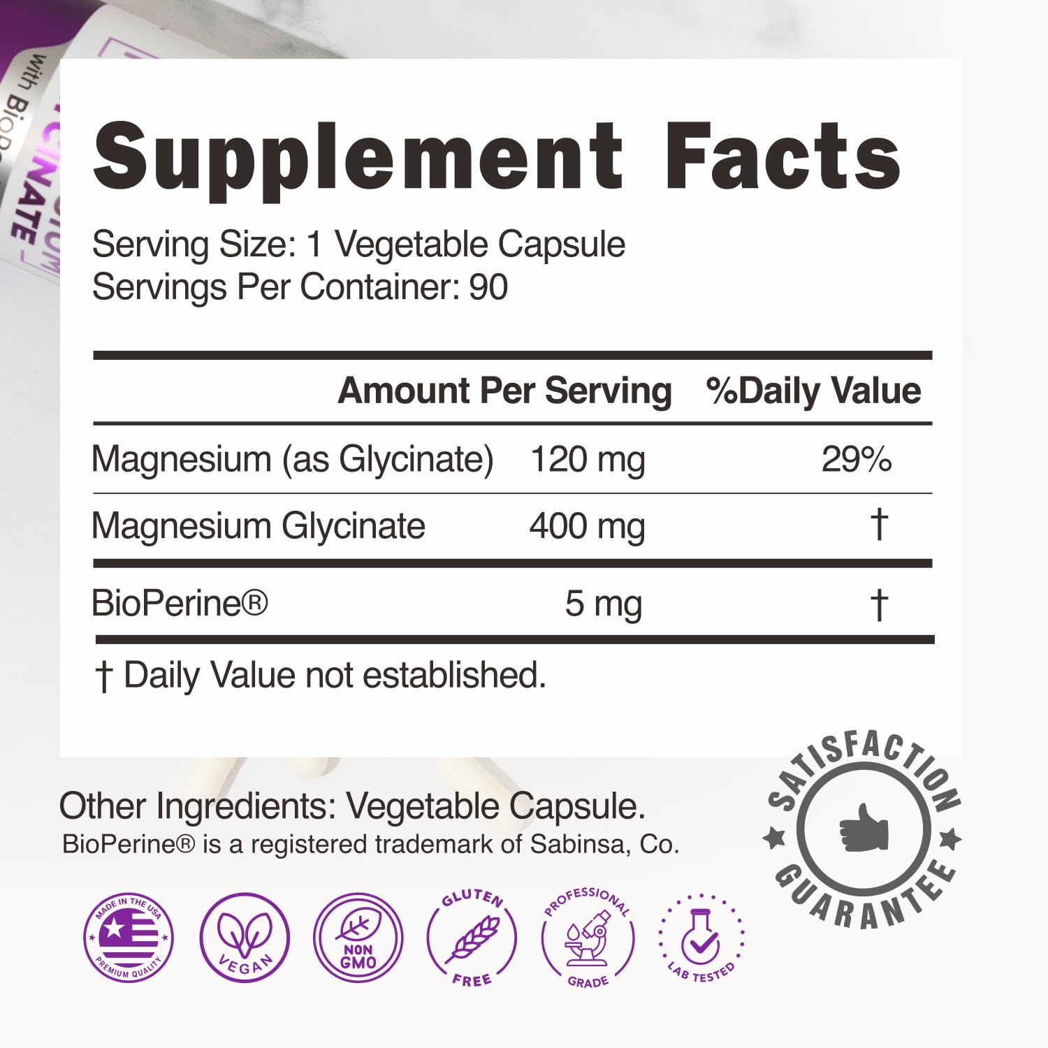 Pure Magnesium Glycinate 400mg - 5X Higher Absorption - Support Stress Relief, Sleep, Bone Health - 100% Chelated - Pure Magnesium Supplement - Maple Wellness Supplements