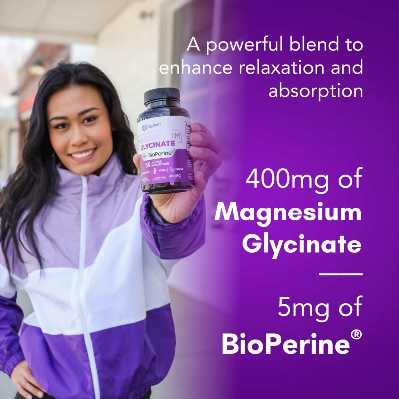 Pure Magnesium Glycinate 400mg - 5X Higher Absorption - Support Stress Relief, Sleep, Bone Health - 100% Chelated - Pure Magnesium Supplement - Maple Wellness Supplements