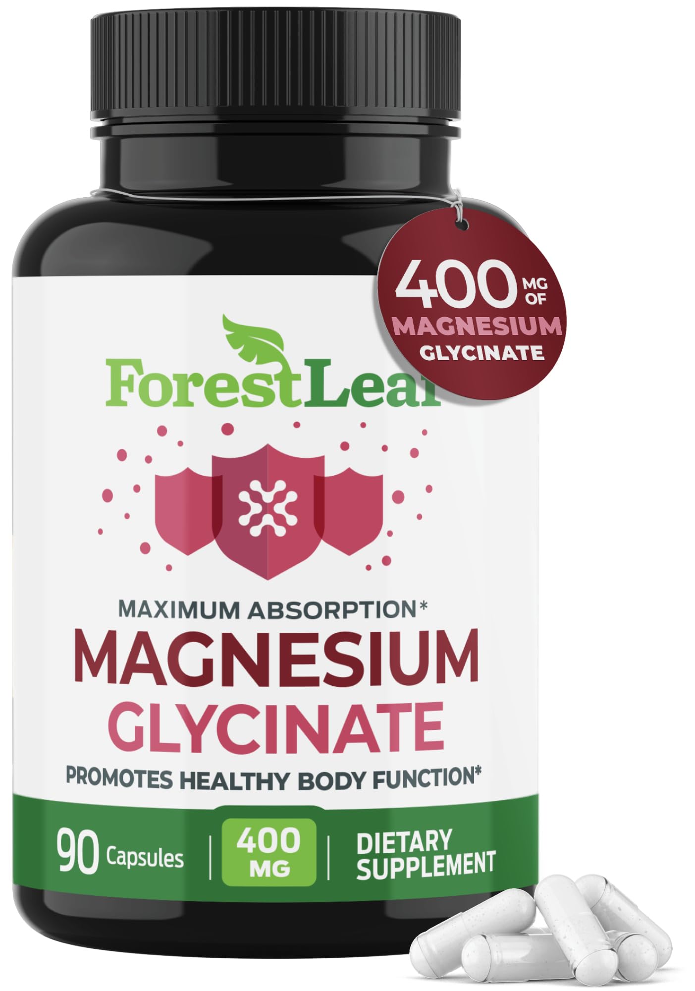 Pure Magnesium Glycinate 400mg Serving - High Absorption Magnesium Glycinate - Mag Bisglycinate for Stress, Bones, Muscles, Nerves, - Maple Wellness Supplements