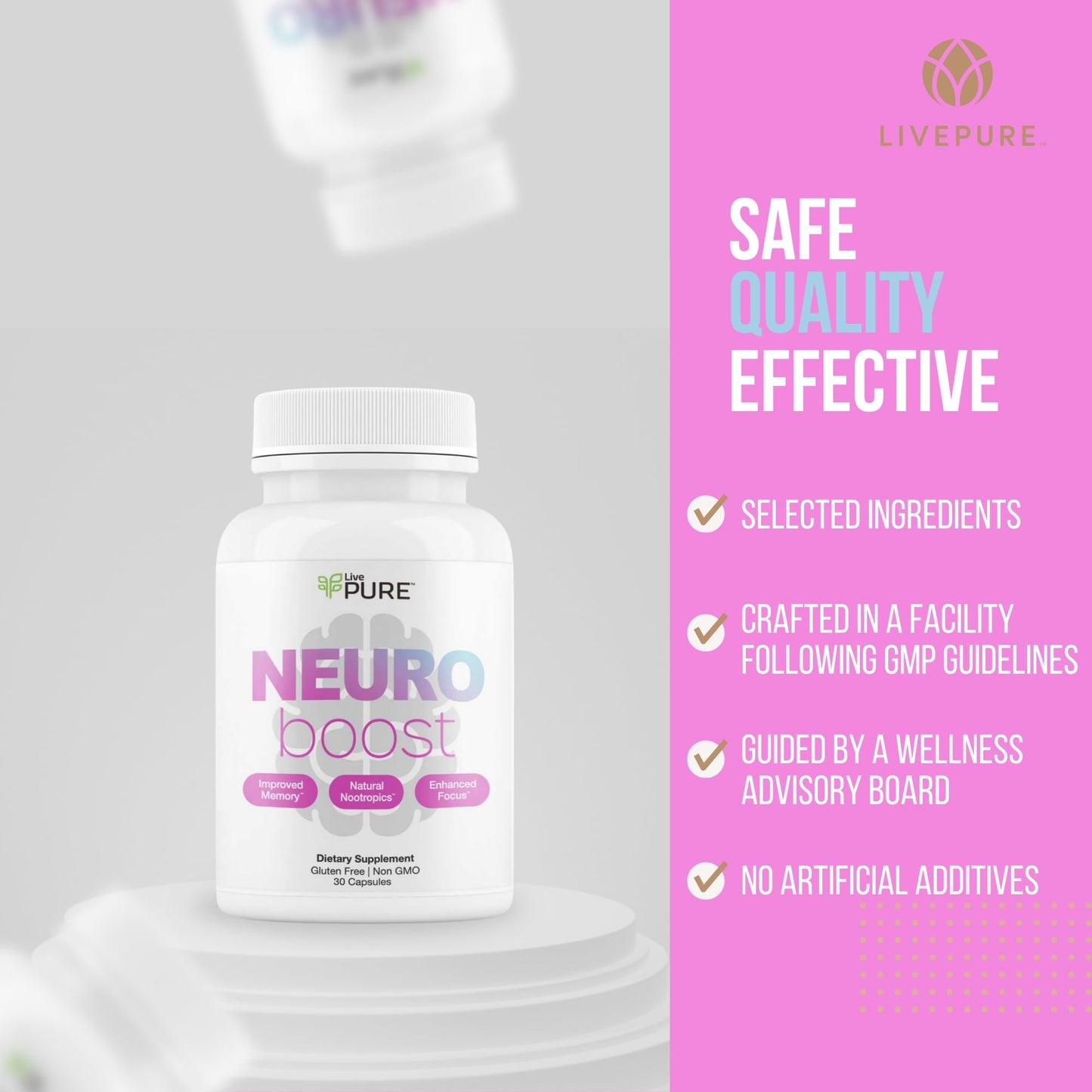 Pure Neuro Boost | 30 Capsules | Supplement to Support Energy, Memory, and Focus | Supports Better Concentration & Healthy Brain Function - Maple Wellness Supplements