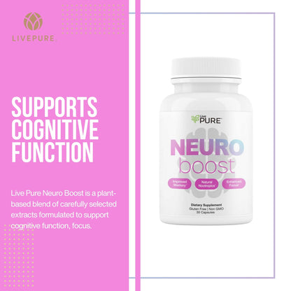 Pure Neuro Boost | 30 Capsules | Supplement to Support Energy, Memory, and Focus | Supports Better Concentration & Healthy Brain Function - Maple Wellness Supplements