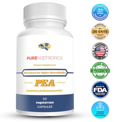 Pure Nootropics - Palmitoylethanolamide (Micronized Pea) 400 mg Capsules | 90 Veg Caps Value Pack | Supports Relief from Occasional Discomfort | Supports Immune System - Maple Wellness Supplements