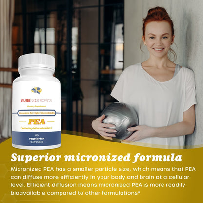 Pure Nootropics - Palmitoylethanolamide (Micronized Pea) 400 mg Capsules | 90 Veg Caps Value Pack | Supports Relief from Occasional Discomfort | Supports Immune System - Maple Wellness Supplements