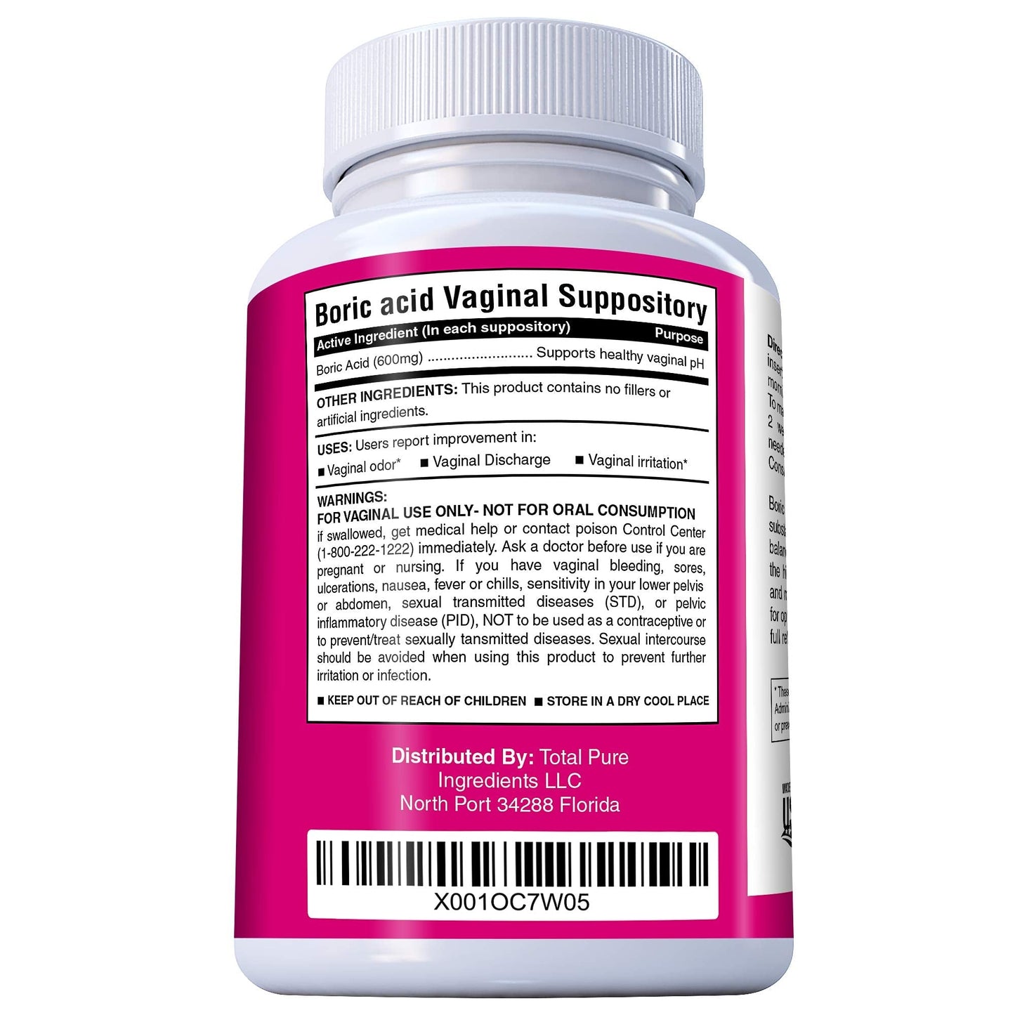 PURE PLANT HOME Boric Acid Suppositories Nature's Harmony 30 Count 600 mg 100% Pure Made in USA - Maple Wellness Supplements