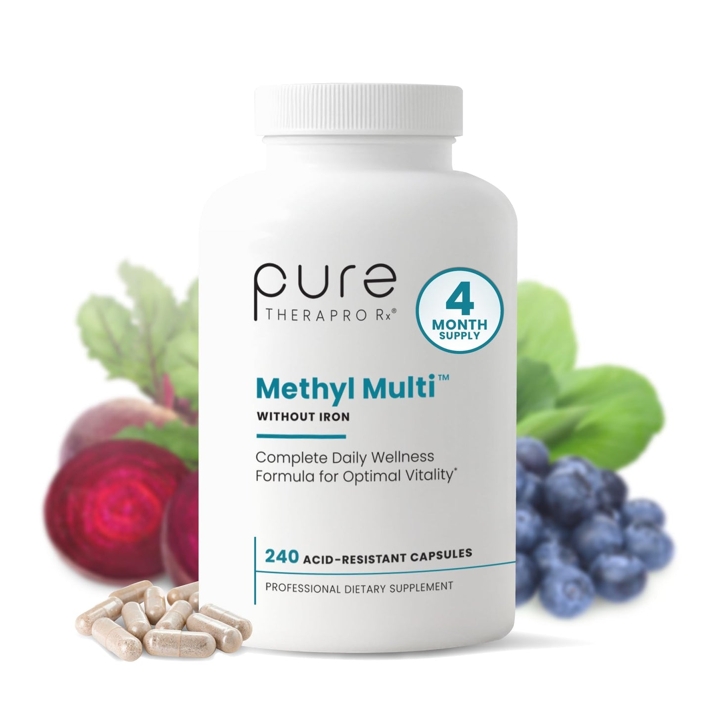 Pure Therapro Rx Methylated Multivitamin for Men and Women | Made in USA | Methyl Multi Without Iron Methyl B12 & Methylfolate - Maple Wellness Supplements