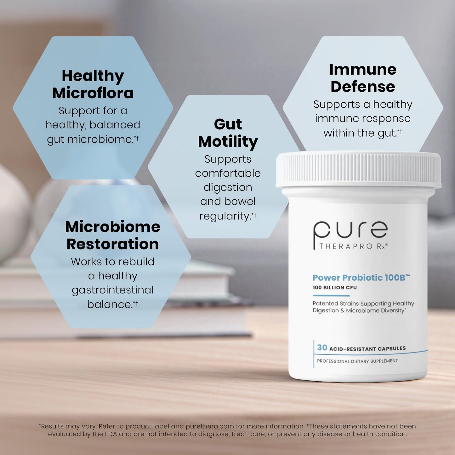 Pure Therapro Rx Power Probiotic 100B | 30 Acid Resistant Capsules - 1 Month Supply | 4 Proven Strains 100 Billion CFU | Flora Balance & Digestion - Maple Wellness Supplements
