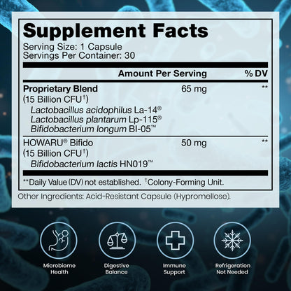 Pure Therapro Rx Power Probiotic Daily - 30 Acid-Resistant Capsules | 4 Proven Strains - 30 Billion CFU/Capsule | Patented Activ-Vial Desiccant Bottle - Maple Wellness Supplements