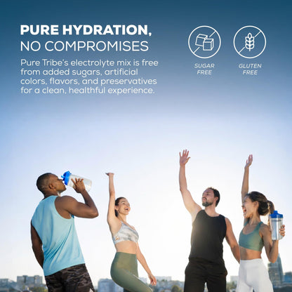 PURE TRIBE Instant Hydration Electrolytes Powder Packets with Magnesium & Salt – Zero Sugar Hydration Packets with 6 B Vitamins & Adaptogens - Maple Wellness Supplements