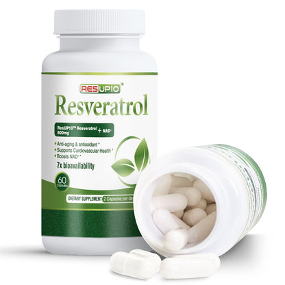 PureBotan Liposomal NAD+ Resveratrol Supplement 1300mg, High Bioavailable Trans Resveratrol ResUP10, with Extra Strength NAD Plus, Support Aging, Cardiovascular Health and Cellular Energy, 60 Capsules - Maple Wellness Supplements