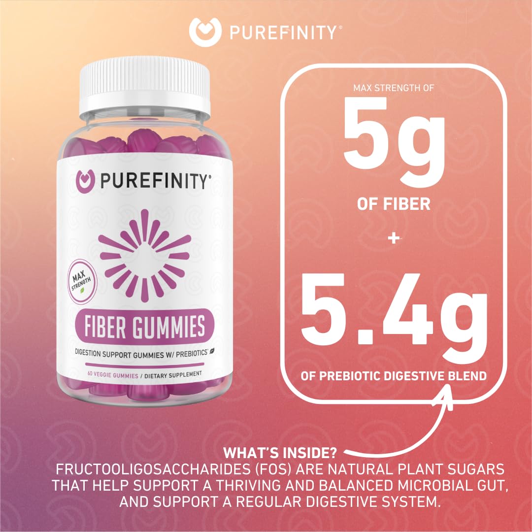 PUREFINITY Fiber Gummies for Adults with Inulin FOS from Chicory Root, Sugar Free Prebiotic Supplement for Daily Digestion - Maple Wellness Supplements