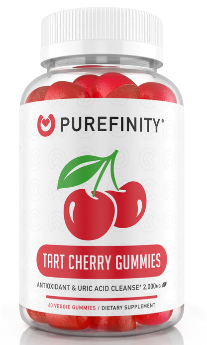PUREFINITY Tart Cherry Gummies – Uric Acid Flush for Joint Relief & Recovery, Raw Juice Extract Antioxidant – Non-GMO, Gluten Free, Vegan, 60 Count - Maple Wellness Supplements