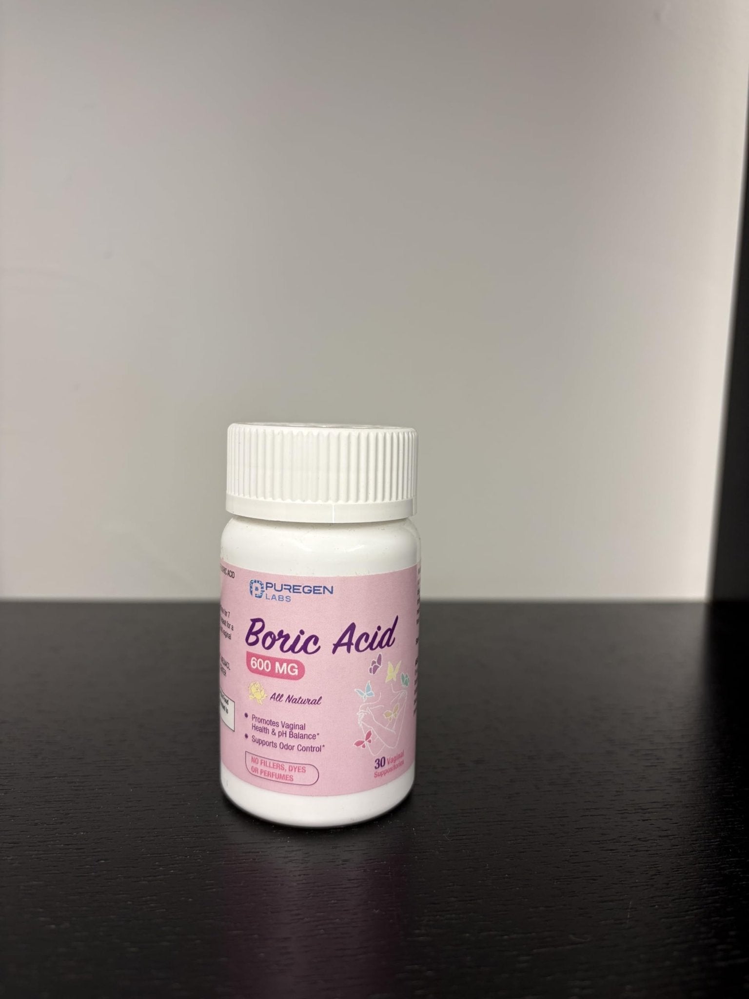 Puregen Labs Boric Acid 600 mg Vaginal Suppositories - 100% Pure | All Natural Without Dyes or Fillers | Made in USA - Supports Vaginal pH Balance and Odor Control (30 Count) - Maple Wellness Supplements