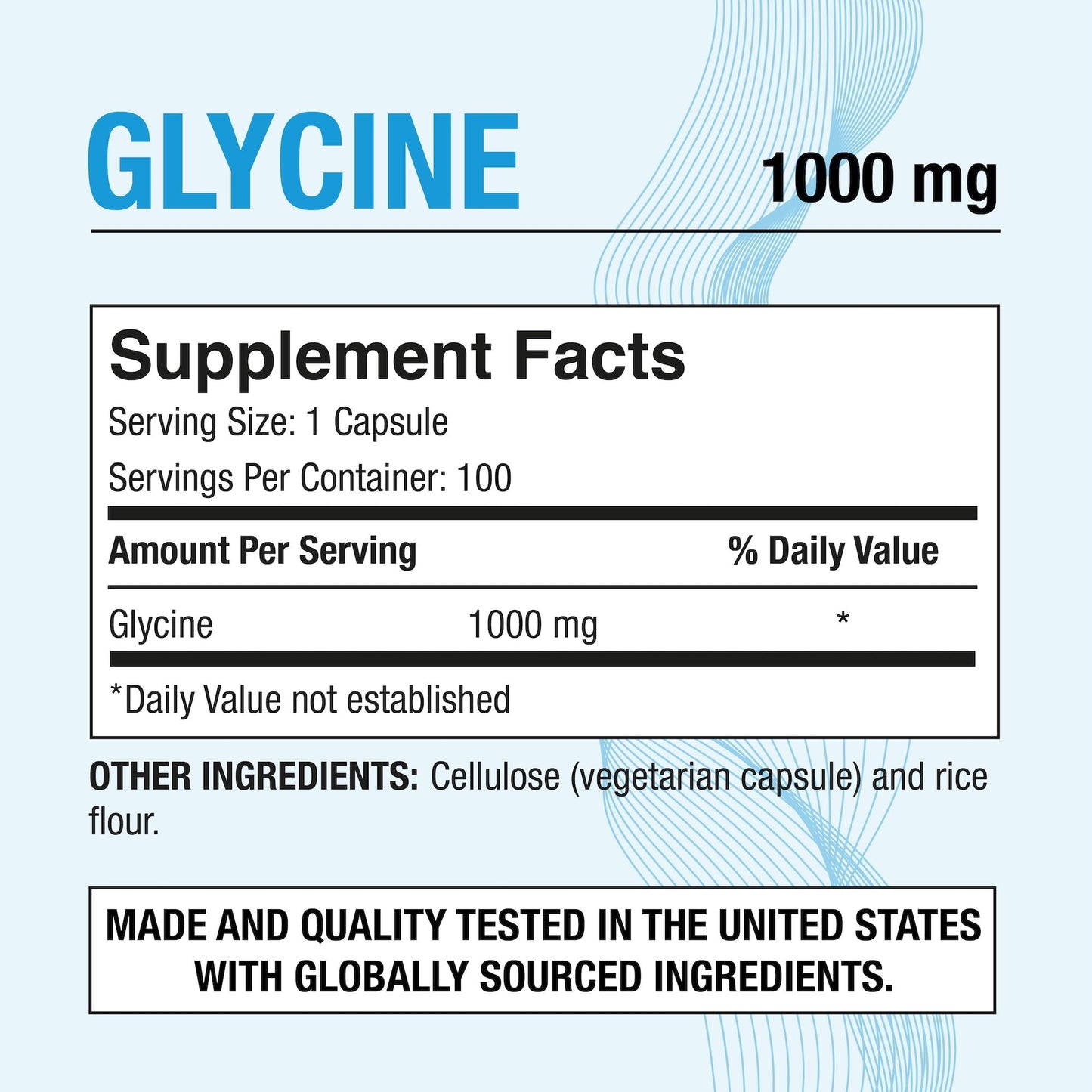 Puregen Labs Glycine 1000mg [High Potency] 100 Vegetarian Capsules, Promotes Healthy Rest | No Harmful Additives - Maple Wellness Supplements
