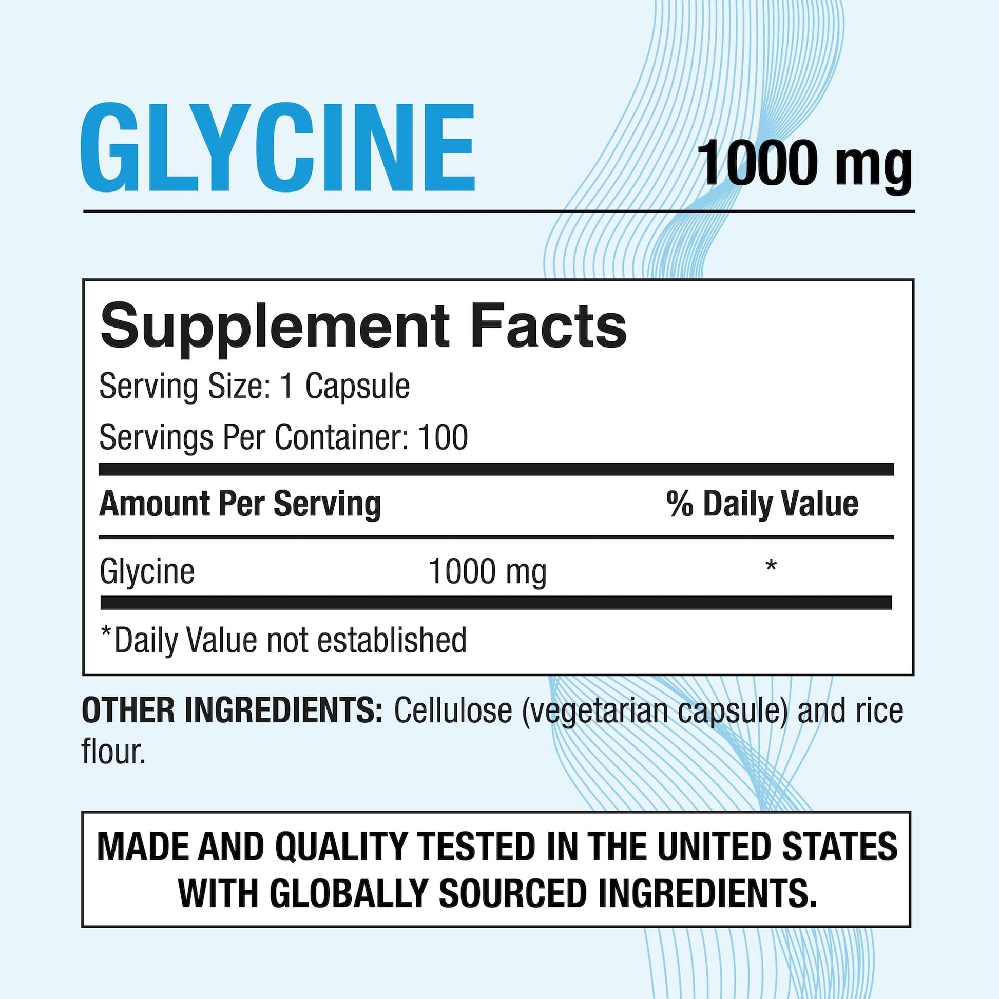 Puregen Labs Glycine 1000mg [High Potency] 100 Vegetarian Capsules, Promotes Healthy Rest | No Harmful Additives - Maple Wellness Supplements