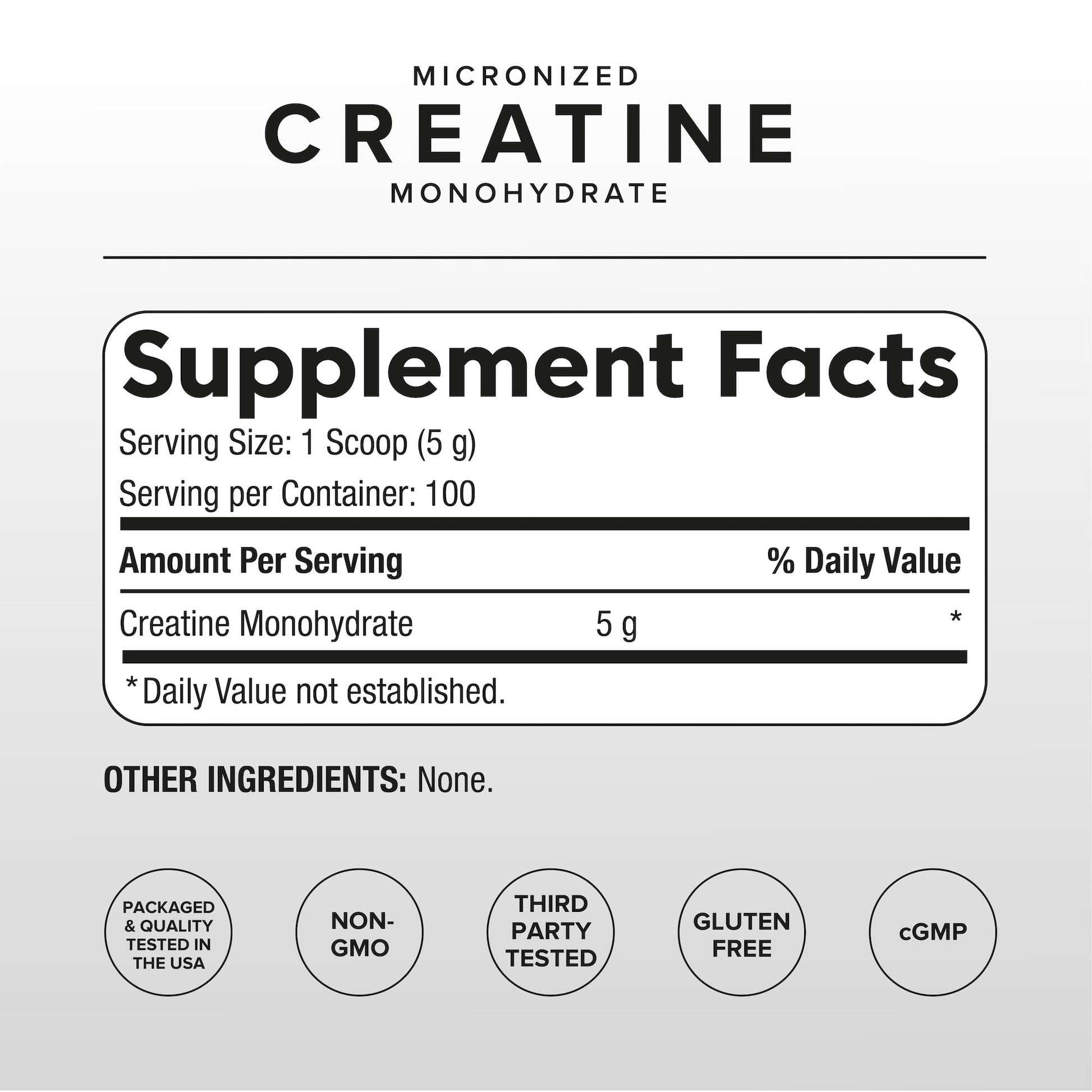 Puregen Labs Micronized Creatine Monohydrate Powder 500g – Pure, Unflavored, No Additives | 5000mg Per Serv (5g) - 100 Servings | Third Party Tested for Quality - Maple Wellness Supplements