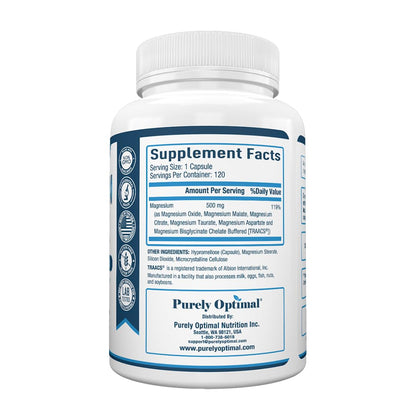 Purely Optimal Magnesium Complex - 6 Forms Magnesium Glycinate, Citrate & Malate - Sleep Support, Stress Relief, Muscles, Heart Health & Relaxation - Maple Wellness Supplements
