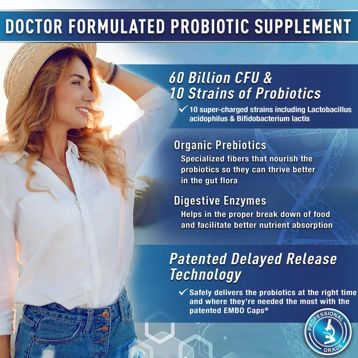 Purely Optimal Probiotics for Digestive Health, 60 Billion CFU – Delayed-Release with Digestive Enzymes & Organic Prebiotics – Bloating, Immune & Energy Support, 30 Caps - Maple Wellness Supplements