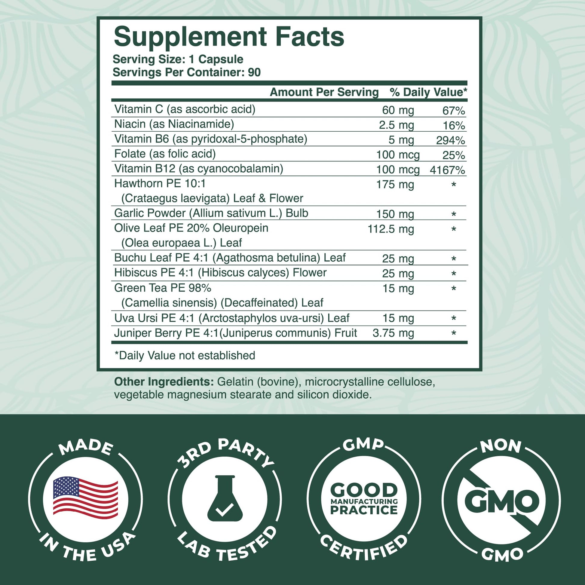PurePremium Blood Pressure Supplements with Hawthorn Berry, Hibiscus, Garlic & Vitamin B12- Nitric Oxide Supplement for Normal Heart Health - Maple Wellness Supplements