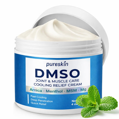 PURESKIN DMSO Relief Cream – Pharmaceutical Grade Fast-Absorbing Cooling Formula for Active Lifestyles – Lightweight Cream with Arnica, MSM, Magnesium, Menthol & Aloe, 4 oz - Maple Wellness Supplements