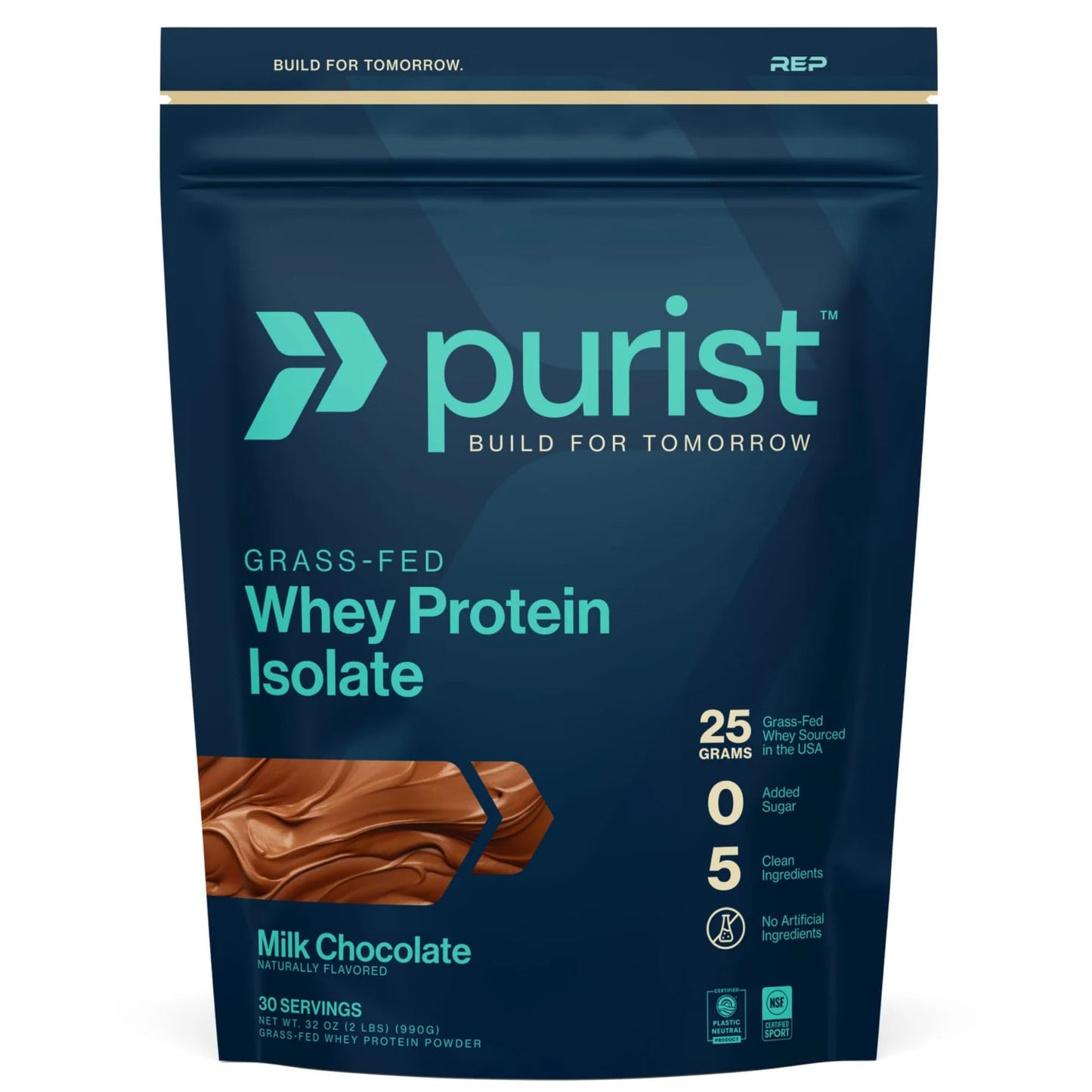 PURIST REP Whey Protein Powder, Premium Milk Chocolate Grassfed Isolate,Workout Recovery, Keto Friendly, Clean Nutrition Meal Replacement, Promotes Lean Muscle, Sugar and Gluten-Free Women Men, 2 Lb - Maple Wellness Supplements