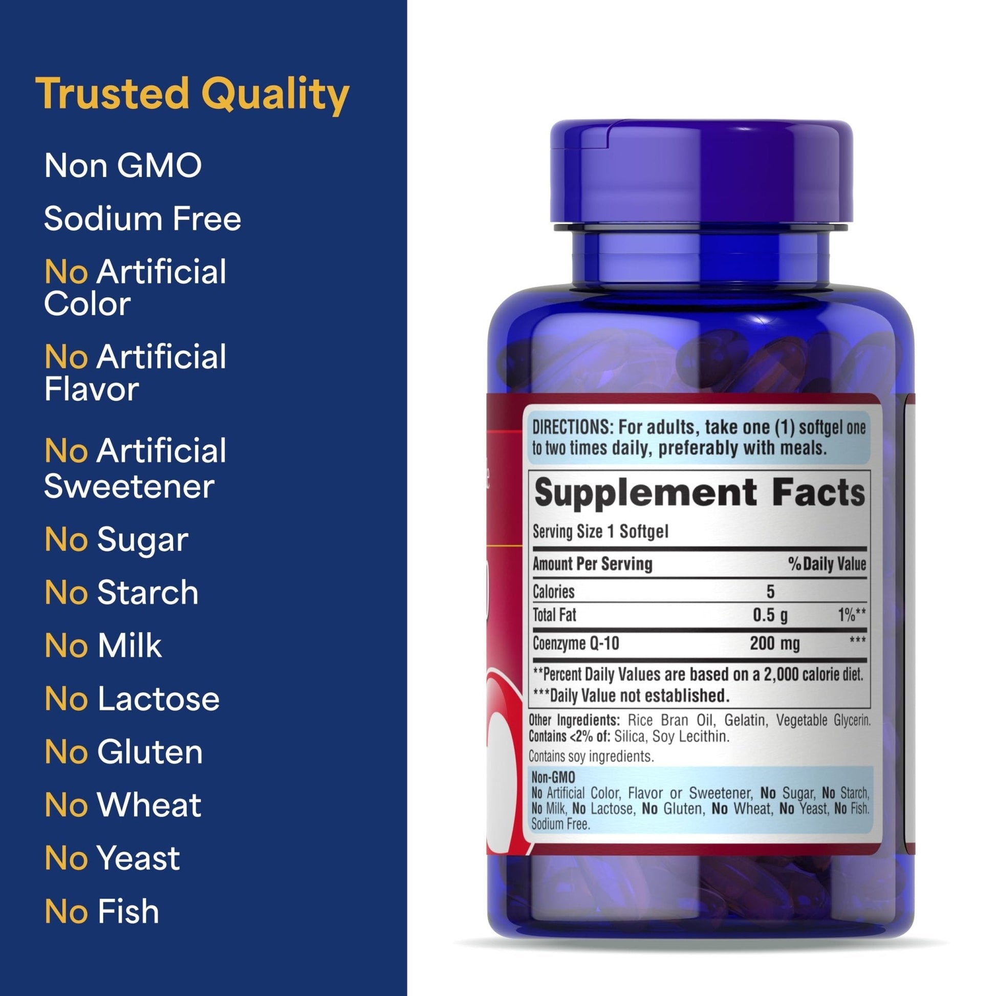 Puritan's Pride Coenzyme CoQ10 200mg, Dietary Supplement for Heart Health, Blood Pressure, Oral Gum Health, and Healthy Aging Support - Maple Wellness Supplements