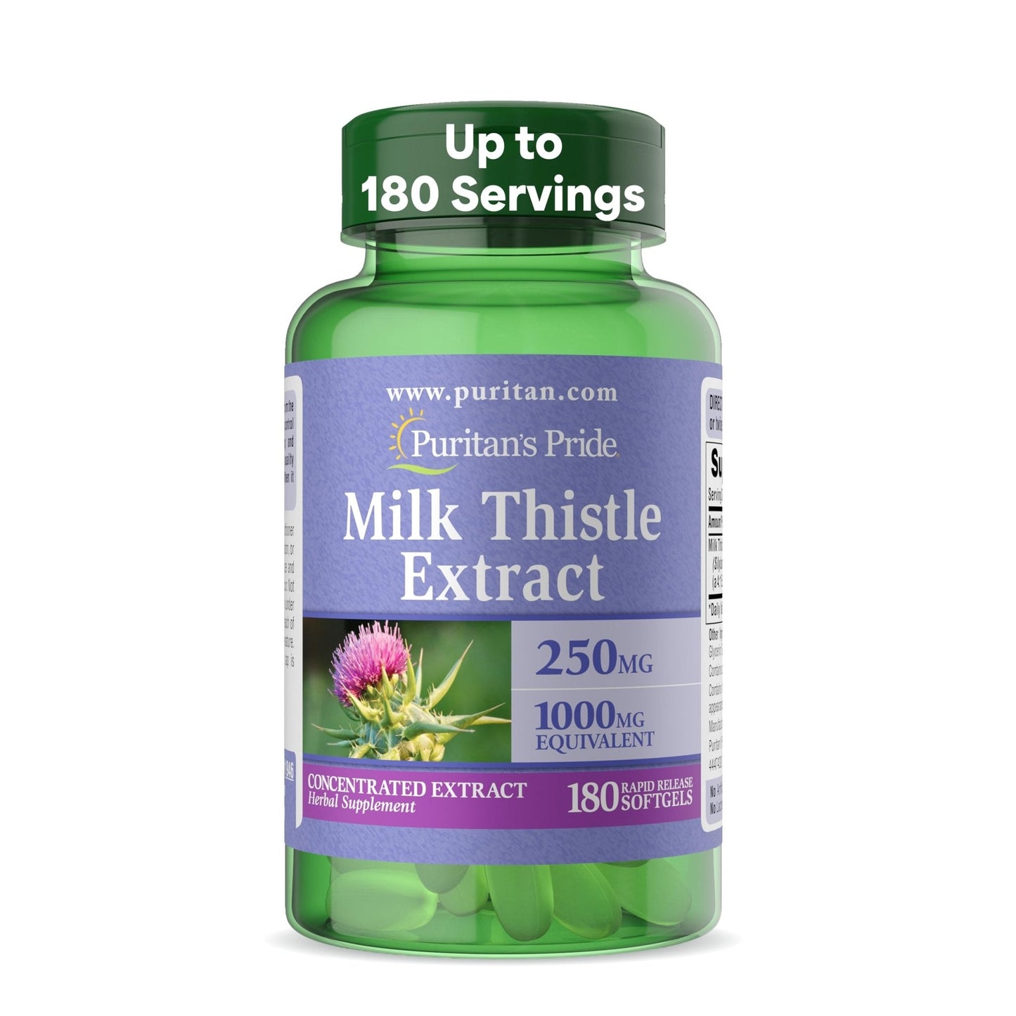 Puritan's Pride Milk Thistle Silymarin 4:1 Concentration Extract 250 mg (1000 mg Equivalent) - Maple Wellness Supplements