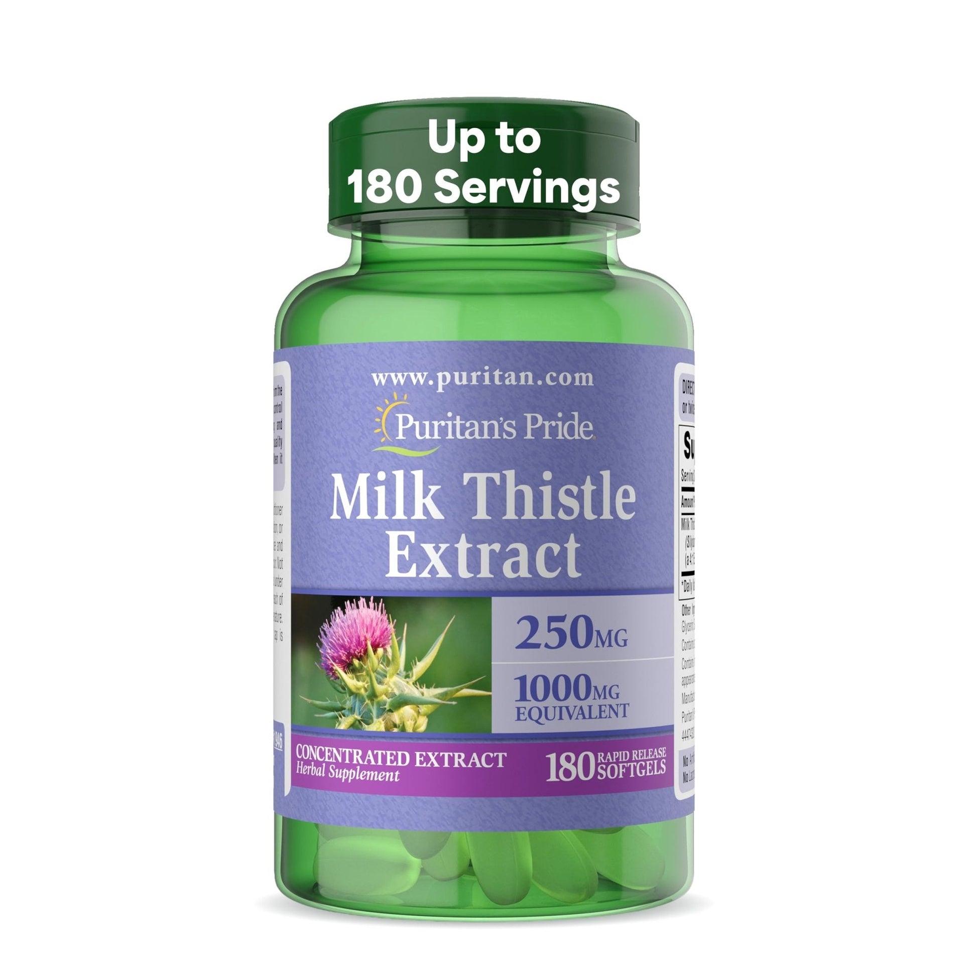 Puritan's Pride Milk Thistle Silymarin 4:1 Concentration Extract 250 mg (1000 mg Equivalent) - Maple Wellness Supplements