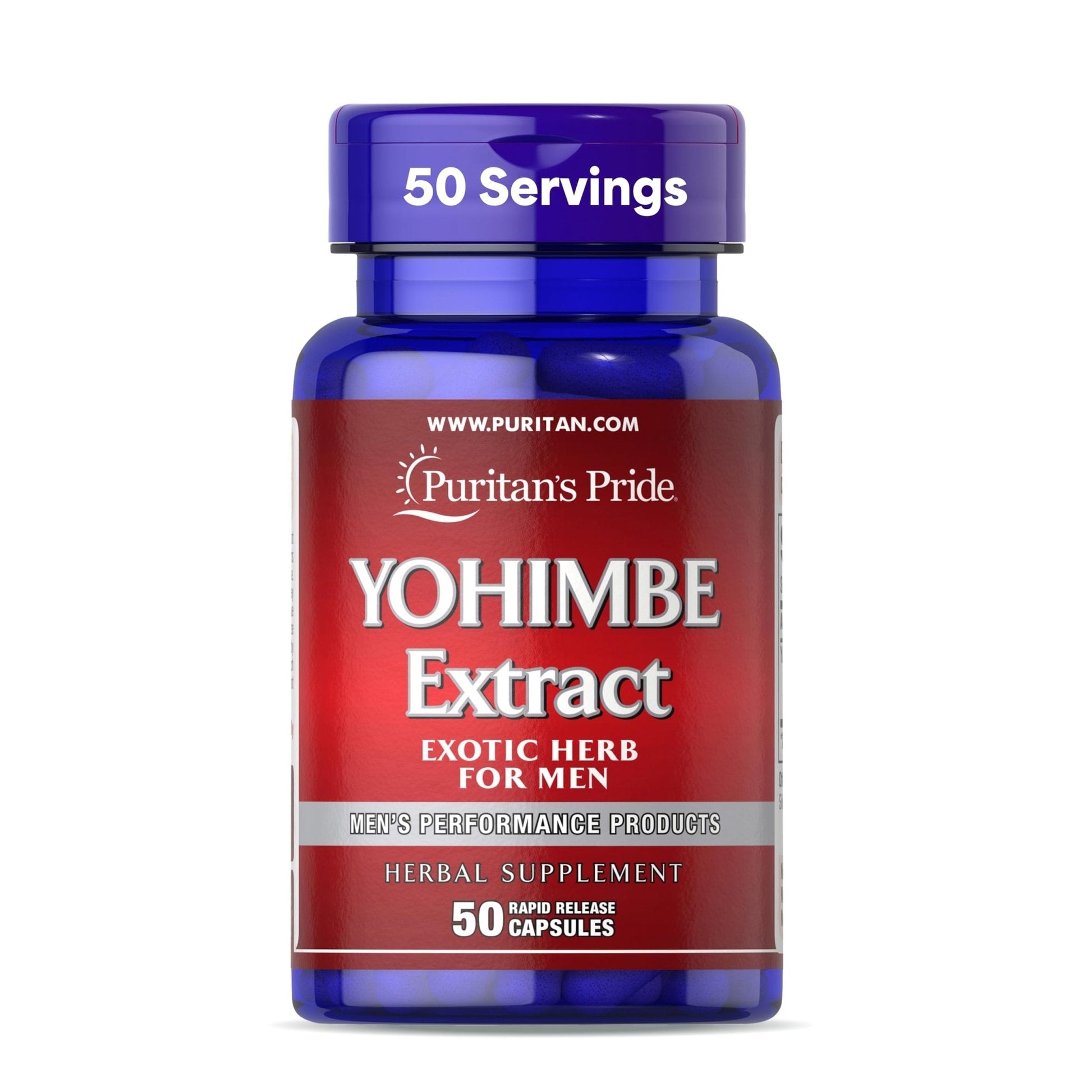 Puritan's Pride Yohimbe Exotic Herb for Men 250 mg (1000mg Equivalent), Dietary Supplement, 50 Rapid Release Capsules - Maple Wellness Supplements