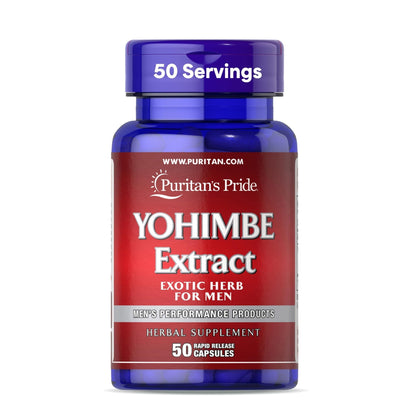 Puritan's Pride Yohimbe Exotic Herb for Men 250 mg (1000mg Equivalent), Dietary Supplement, 50 Rapid Release Capsules - Maple Wellness Supplements