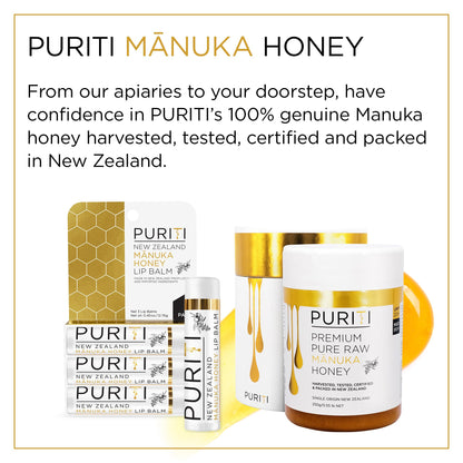 PURITI Manuka Honey Lip Balm – 3pack Soothing & Moisturizing, Enriched with Almond - Maple Wellness Supplements