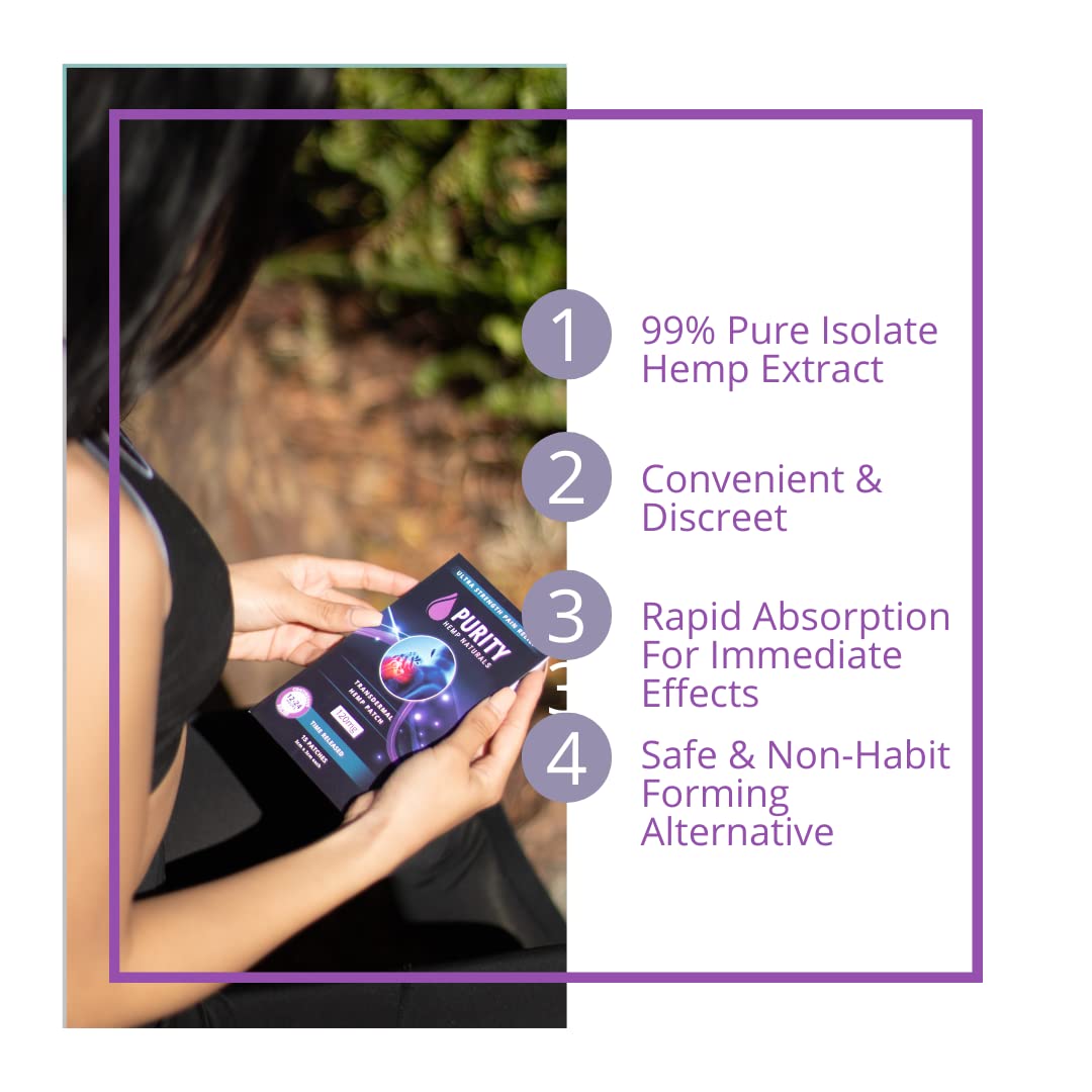 Purity Hemp Naturals Body Discomfort Patch 240 mg - 30 ct (8 mg ea.) Lasts 24 Hours. Sweat & Water Resistant. Convenient & Discreet. For Use On Any Part Of The Body. Plant-Based Extended-Release Patch - Maple Wellness Supplements